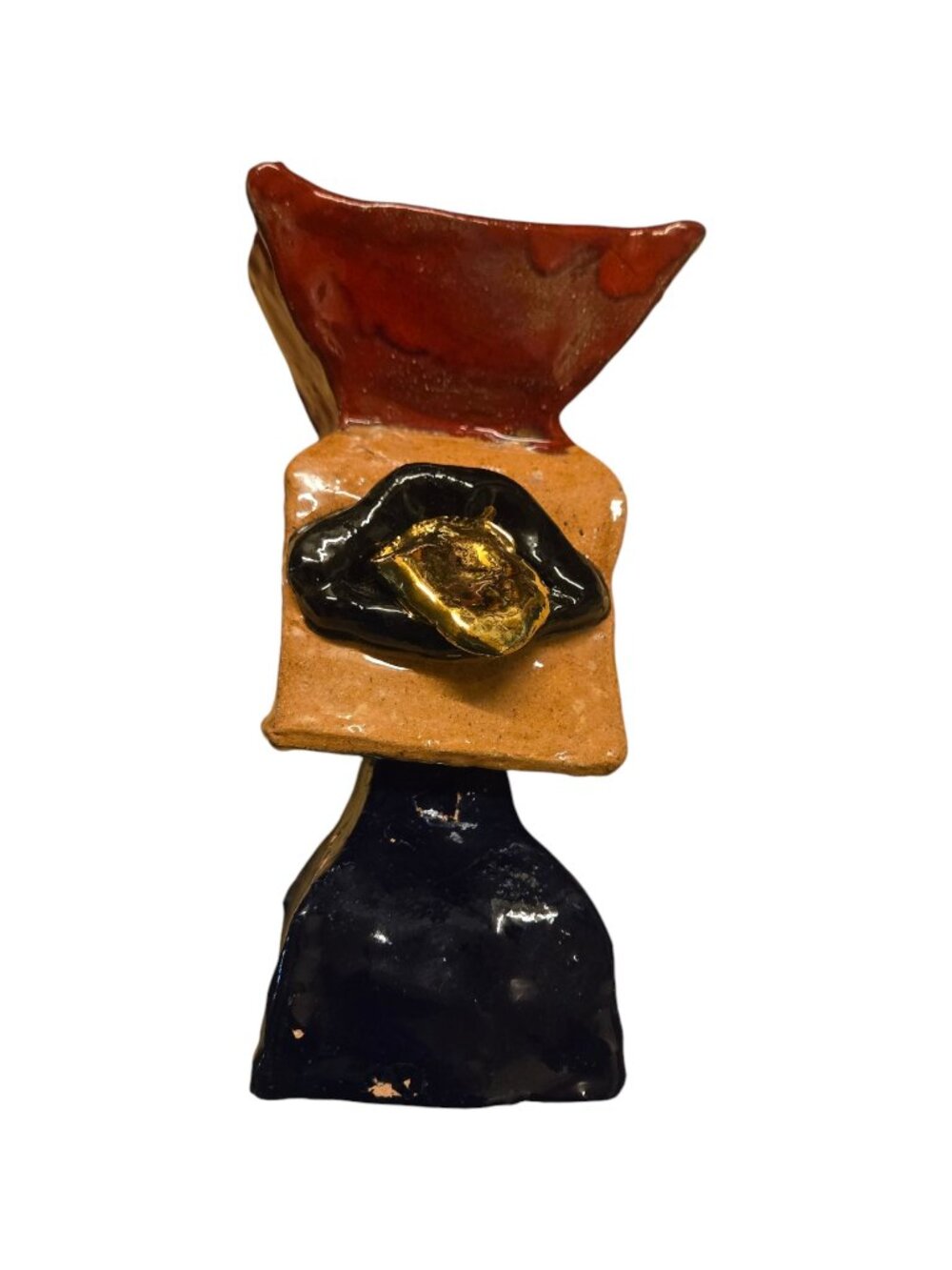 Golden Tongue Abstract Sculpture Handcrafted Vase Vessel OOAK Modern Art